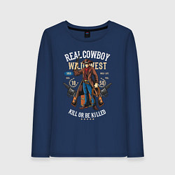 Лонгслив хлопковый женский Real Cowboy, цвет: тёмно-синий