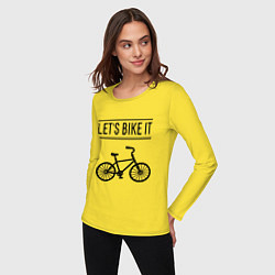 Лонгслив хлопковый женский Lets bike it, цвет: желтый — фото 2