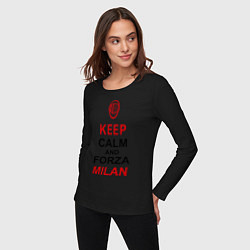 Лонгслив хлопковый женский Keep Calm & Forza Milan, цвет: черный — фото 2