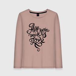 Лонгслив хлопковый женский All you need is love, цвет: пыльно-розовый