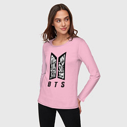 Лонгслив хлопковый женский BTS Band, цвет: светло-розовый — фото 2
