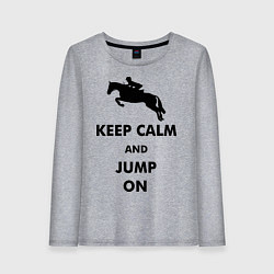 Лонгслив хлопковый женский Keep Calm & Jump On, цвет: меланж
