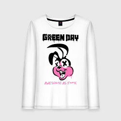 Лонгслив хлопковый женский Green Day: Awesome as FCK, цвет: белый