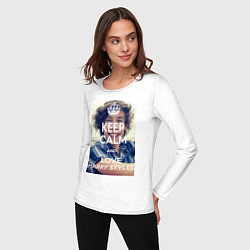 Лонгслив хлопковый женский Keep Calm & Love Harry Styles, цвет: белый — фото 2