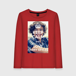 Лонгслив хлопковый женский Keep Calm & Love Harry Styles, цвет: красный