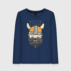 Лонгслив хлопковый женский Born to be a Viking, цвет: тёмно-синий