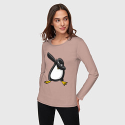 Лонгслив хлопковый женский DAB Pinguin, цвет: пыльно-розовый — фото 2