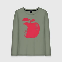 Лонгслив хлопковый женский Тетрадь Смерти - Рюк и яблоко, цвет: авокадо