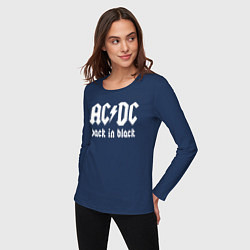 Лонгслив хлопковый женский ACDC BACK IN BLACK, цвет: тёмно-синий — фото 2
