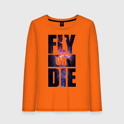 Лонгслив хлопковый женский Fly or Die: Space цвета оранжевый — фото 1