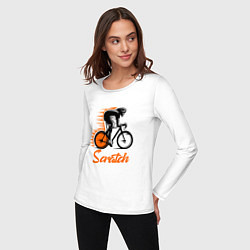 Лонгслив хлопковый женский Cycling scratch race, цвет: белый — фото 2