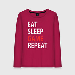 Женский лонгслив Eat sleep game repeat