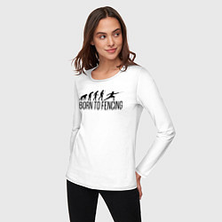 Лонгслив хлопковый женский Born to Fencing, цвет: белый — фото 2