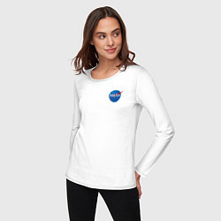 Лонгслив хлопковый женский NASA, цвет: белый — фото 2