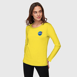 Лонгслив хлопковый женский NASA, цвет: желтый — фото 2