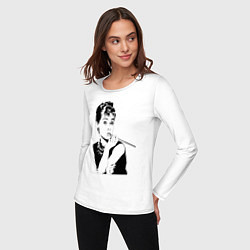 Лонгслив хлопковый женский Одри Хепбернхлопок, цвет: белый — фото 2