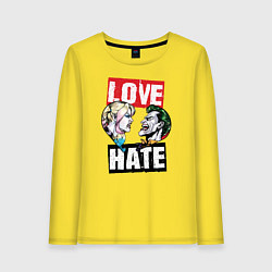 Лонгслив хлопковый женский Love Hate, цвет: желтый