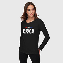 Лонгслив хлопковый женский PFC CSKA, цвет: черный — фото 2
