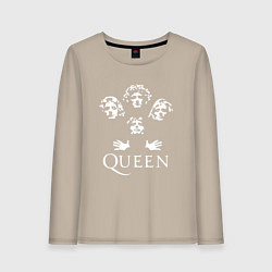 Лонгслив хлопковый женский QUEEN НА СПИНЕ, цвет: миндальный
