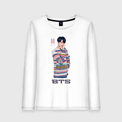 Лонгслив хлопковый женский BTS, цвет: белый
