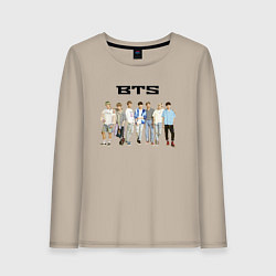 Лонгслив хлопковый женский BTS группа, цвет: миндальный