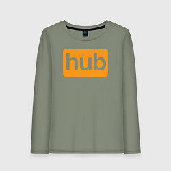Лонгслив хлопковый женский Hub, цвет: авокадо