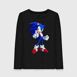 Лонгслив хлопковый женский SONIC, цвет: черный
