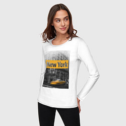 Лонгслив хлопковый женский Нью-Йорк, цвет: белый — фото 2