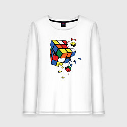 Лонгслив хлопковый женский Кубик Рубика, цвет: белый