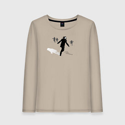 Лонгслив хлопковый женский Русское поле экспериментов, цвет: миндальный