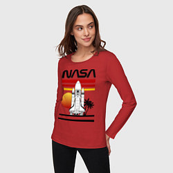 Лонгслив хлопковый женский NASA, цвет: красный — фото 2