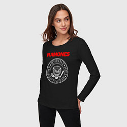Лонгслив хлопковый женский RAMONES, цвет: черный — фото 2