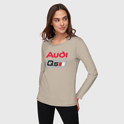 Лонгслив хлопковый женский AUDI Q5 LOGO, цвет: миндальный — фото 2