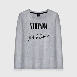 Лонгслив хлопковый женский NIRVANA АВТОГРАФ КУРТА КОБЕЙНА, цвет: меланж