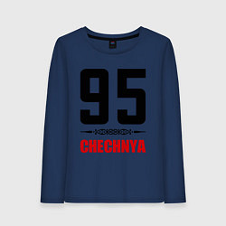 Лонгслив хлопковый женский 95 Chechnya, цвет: тёмно-синий