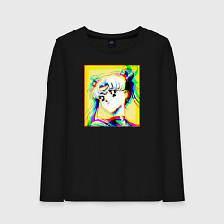 Лонгслив хлопковый женский Сейлор Мун Усаги Цукино Sailor, цвет: черный