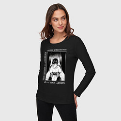 Лонгслив хлопковый женский Синдзи Икари, Евангелион, цвет: черный — фото 2