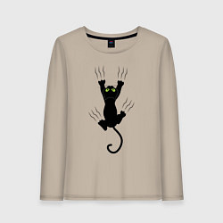 Лонгслив хлопковый женский Кот царапыч, цвет: миндальный
