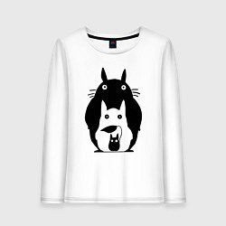 Лонгслив хлопковый женский Тоторо, цвет: белый