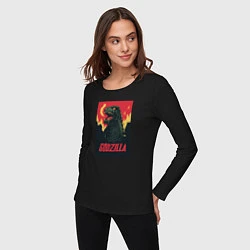 Лонгслив хлопковый женский Godzilla, цвет: черный — фото 2