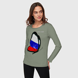 Лонгслив хлопковый женский Россия, цвет: авокадо — фото 2