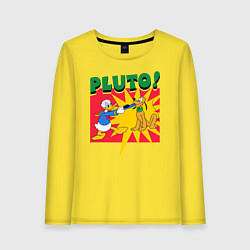 Лонгслив хлопковый женский Pluto!, цвет: желтый