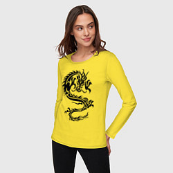 Лонгслив хлопковый женский Дракон орнамент, цвет: желтый — фото 2