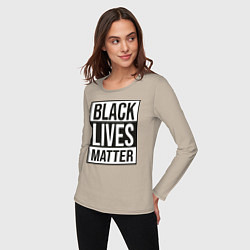 Лонгслив хлопковый женский BLACK LIVES MATTER, цвет: миндальный — фото 2