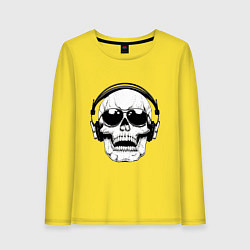 Лонгслив хлопковый женский Skull Music lover, цвет: желтый
