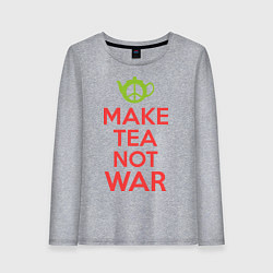 Лонгслив хлопковый женский Make tea not war, цвет: меланж