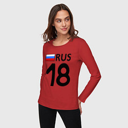 Лонгслив хлопковый женский RUS 18, цвет: красный — фото 2