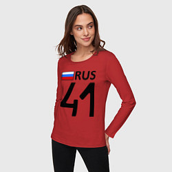 Лонгслив хлопковый женский RUS 41, цвет: красный — фото 2