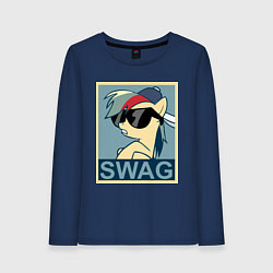 Лонгслив хлопковый женский Rainbow Dash swag, цвет: тёмно-синий