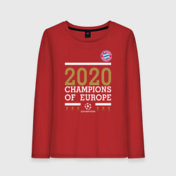 Лонгслив хлопковый женский FC Bayern Munchen Champions of Europe 2020, цвет: красный